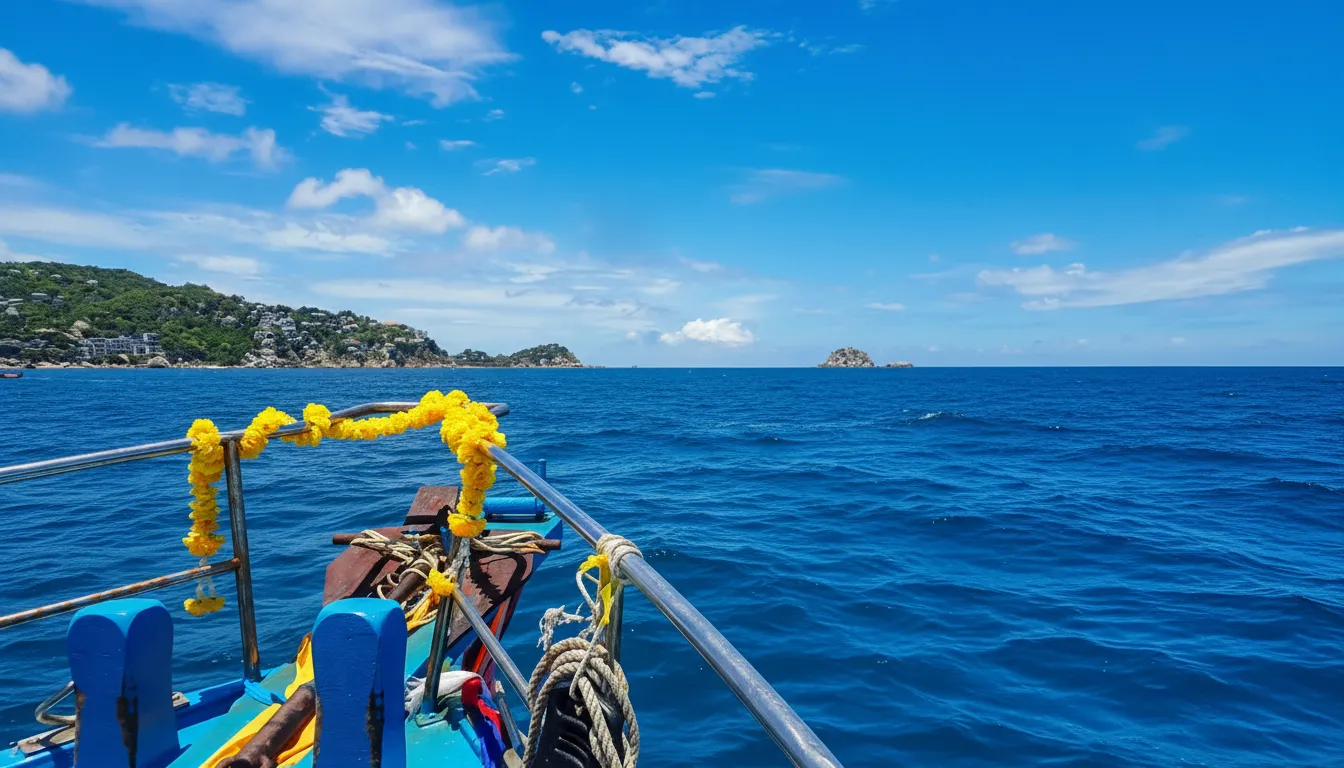 Dive boat on crystal clear Koh Tao waters